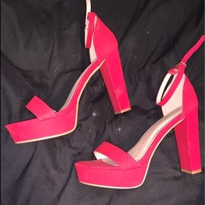 Red Chunky Heels